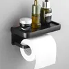 Porte-papier noir/argent accessoires de salle de bain support pour téléphone portable étagère à papier toilette espace aluminium matériel 220624