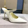 22SS Stiletto Topuk Sandallar Tasarımcı Slingback kristal Rhinestone Emelished Toup Kalitesi Şeffaf PVC Bayan Elbise Ayakkabı Yüksek Topuklu Kadınlar Sandal Kutu