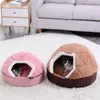 Hoopet Warm Cat Bed House for Cat Puppy Disassemblability Windproof Pet Puppy Nest Shell Hiding Burger Bun Winter 220323