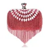Kvällspåsar est Tassel Crystal Women Bag Luxury Imitation Pearl Wedding Beaded Day Clutches Small Purse Bagevening
