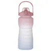 NEW!!! 2000ml Large-Capacity Handle Plastic Bottles Bounce Cover Outdoor Frosted Sports Kettle Gradient Color Space Cup With Scale EE