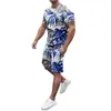 Men's Tracksuits Men's Men's Formal Men Men Primavera Terno da primavera Praia Manga curta Camisa de estampa esportiva de estampa de 2 peças calça masculina neve