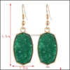 Charm Resin Pink Green Blue Druzy Drusy Designer Earrings Hexagon Oval Charms Fashion Dangle Earring For Women Drop Deliv Dhseller2010 Dhug8