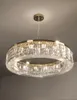 Lustre en cristal de luxe moderne créatif pendentif LED lampe salon décor à la maison luminaires suspendus rond or cuisine Lustre