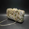 Borse da sera Xiyuan Gold Pochette Soiree Borsa da sera da donna Classica borsa da festa con pochette da fiore Modello fantasia da sposa Borse di cristallo con diamanti 220321