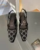Fashion-Damen Slingback Sandalen Pumpe Aria Slingback-Schuhe werden in schwarzem Netz mit Kristallen funkeln