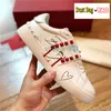 Top open untitled studs sneaker heren casual schoenen Be My Red Studs Black Heel zilver wit roze band Ruthenium metallic leer luxe heren dames Sneakers