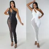 Jumpsuit Women spetsar rompers bodysuit långa övergripande parti långärmad v-hals dike y2k formell elegant bana vita kläder arbete 220714