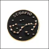 Pins Brooches Jewelry Twee Constellations Round Brooch Pin Gold Letters Circle Alloy Cor Badges Women Backpack Sweater Bag Hat Clo5398051