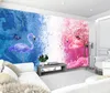 pegatinas de pared 3D Murals Wallpaper Small fresh watercolor blue powder children's room background wall