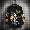 Męskie bluzy z kapturem bluzy Emo moda męska Casual jesień Streetwear Crewneck Alt Hip Hop Graffiti kreatywność bluza z kapturem Vintage Clot