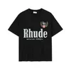 T-shirt à manches courtes pour hommes, ample et à la mode, de marque Rhudes, de marque High Street, oreilles de blé, Alphabet, Couple, 2022
