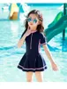 Girls Swimsuit One-pezzi Tonsuit Children Swimwear Fashion Pink Blue Kid Swirt Baby Sigh