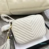 2022-Top quality Genuine leather messenger bag type women camera bag quilted shoulder bags tassel cross body