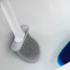 Atmungsaktives Toilettenbürste Wasserlecks mit Basis Silikon WC Flat Head Flexible weiche Borsten Schneller Trocknerhalter