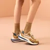 Beaintoday Waffle Sneakers Women Leathetic Leather Close Mixed Colors Laceup Platform Bradity Ladies Nasual Shoes Handmade A29415 220812