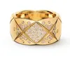 Coco Diamond Plaid Ring för män och kvinnor Ins New CH22EL Mirror Goldplated Diamond Par Band Rings Högkvalitativa smycken Gift48915349625