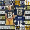 #12 Tom Brady Jersey Junipero Serra Padres White Navy Stitched High School Football Jersey Men's Womens Youths