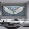 Mdoern White Angel Wings Starry Blue Luxury Art Canvas Pittura a olio Astratta Poster Stampa Wall Art Picture for Living Room Decor