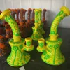 Groothandel 5 inch waterpijp gloeien in de donkere kop glazen bongs douchekop percolator beker Bong kleine mini -olie dab rigs 14 mm gewricht waterpijpen met kom dhl gratis