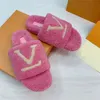 Fashion Fur Slipper voor vrouw designer wollen glijbaan comfortabel warme platte hak pluche luxueuze letter muilezel winter schuifregelaars schoenen