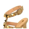 Женские сандалии на высоком каблуке мода застегнутая заклепка задних ремней коренастые каблуки сандалия