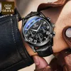 Olevs Top Brand Mens Quartz Watch Noctilucent Business Водонепроницаемый роскошный кожаный ремешок Relogio Masculino 0214