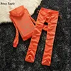 علامات الجبهة المجردة للسيدات في Velvet Velor Suit Suit Hoodies and Pants مجموعات Apple Met 388ess