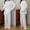 Winter Warm Women Pajamas Set Flannel Homewear Sweatshirt Hoodies Thick Female Sleepwear Plush Pyjamas Suit Solid Color 220329