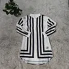 뜨거운 판매 검은 흰색 인쇄 긴 블라우스 여성 긴 소매 카디건 버튼 캐주얼 브랜드 느슨한 셔츠 J2533