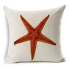 Housse de coussin haut de gamme Hippocampe étoile de mer taie d'oreiller coton lin Capa Para Almofadas style nautique peint à la main taie d'oreiller décorative sans intérieur