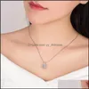 Pendentif Colliers Pendentifs Bijoux Mode Simple 925 Sterling Sier Coupe Ronde 5A Zircon Cubique Cz Partie Clavicule Chaîne Diamant Femmes Mignon