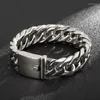 Stile 16 / 19MM Doppia catena a maglia cubana Miami Acciaio inossidabile Colore argento Bracciale da uomo con gioielli forti 7-11 pollici