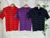 60 L 2022 Runway Summer Brand Same Style Sweater Crew Neck Red Purple Short Sleeve T -shirt Damestruien Binfen