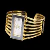 Wristwatches Women Watch Gold Plated Quartz Strap Stainless Steel Shiny Lady Bracelet Wristwatch Fashion Square Watches Gift Bayan Kol Saati