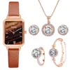 Wristwatches Gaiety Brand 5pcs Set Casual Watch For Women Rhinestone Bracelet Leather Ladies Wrist Clock Gfit Montre FemmeWristwatches