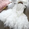 Spets flickor prinsessan klänning fluffig tårta smash klänningar barn julfest kostym bröllop födelsedag tutu klänning barn kläder 220426