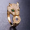 クラスターリングHuitan Leopard Head Inlaid Women Hip Hop Animal Group Party Punk Finger Ring Jewelry Persowe