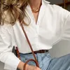 Syiwidii chemise pour femme à manches longues chemisiers surdimensionnés boutonné ample décontracté coton 100% mode printemps blanc élégant hauts 220407