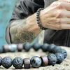 Black Moonstone Peads Bouddha Lava Stone Bransoletka Aromaterapia Aromaterapia Dyfuzor Bransoletki dla mężczyzn