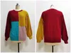 Women's Sweaters Chilean sweater women's autumn and winter new block splicing Lantern Sleeve color matching