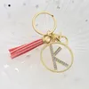 Keychains Tassel Keychain For Women Luxury 26 Alphabet Letter Car Key Chain Bag Accessories Gold Color Rhinestone Female JewelryKeychains Em