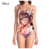 est Anime Girl 3D Print Onepiece Swimsuit Women Swimming Bathing Suit Sleeveless Slim Sexy Girl 220617
