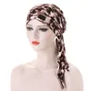 Beanie/Skull Caps European And American Curved Floral Cloth Two-tailed Leopard Print Turban Hat Muslim Simple Chemotherapy CapBeanie/Skull