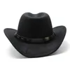 Basker unisex west cowboy hatt vintage bred grim jazz med läderbälte utomhus elegant lady cowgirl toca sombrero capberets