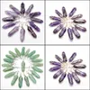 Charms Sier Wire Natural Stone Amethyst Hexagonal Healing Reiki Point Pendants For Jewelry Making Carshop2006 Dro Dhd9G