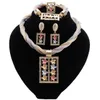 Mode africain nigérian anneau pendentif Bracelet bijoux collier à breloques boucles d'oreilles Dubai or ensembles pour femmes mariage mariée