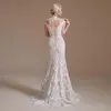 2022 Vestido De Noiva Abiti da sposa in pizzo per le donne senza maniche collo alto perline abiti da sposa in cristallo Mariage Abiti da sposa CPS1990