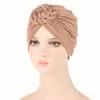 Stretchy Women Donut Turban Cap Muslim Knotted Headscarf Bonnet Female Plain Hijab Cap Ready to Wear India Turbante Hat