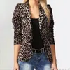 Ternos Femininos Blazers Elegante Celmia Feminino Blazer Estampado de Leopardo Outono Escritório Senhoras Manga Comprida Terno Casaco Casual Botões de Lapela Externo